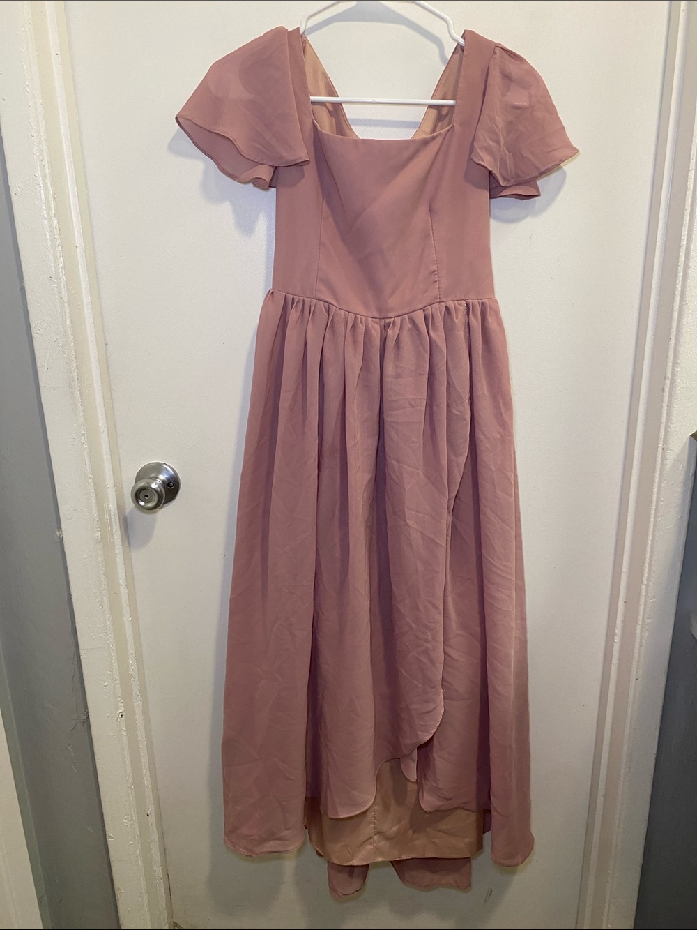 Girls' size 14 Dusty Rose Flutter Sleeve Maxi Dress